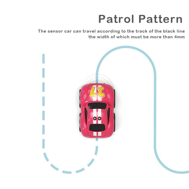 2.4GHz Patrol Mode Mini RC Car | Obstacle Avoidance, USB Rechargeable, 60-Min Playtime | Kids’ Remote Control Toy