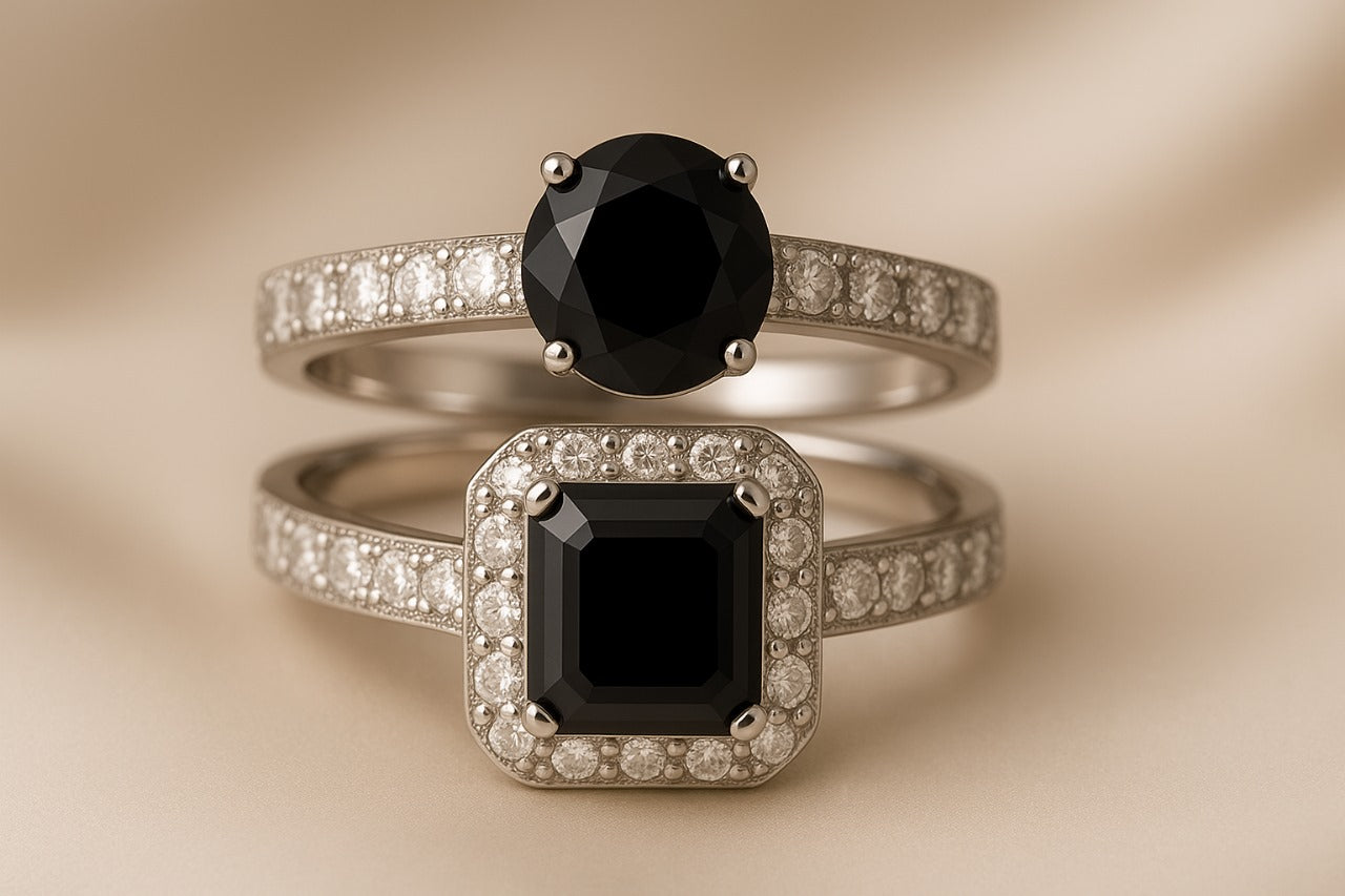 Luxury Black Stone Couple Rings Set