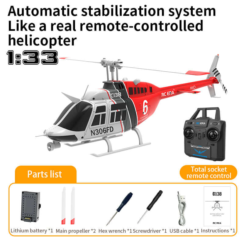 RC ERA C138 6CH RC Helicopter with Gyro, Optical Flow Positioning