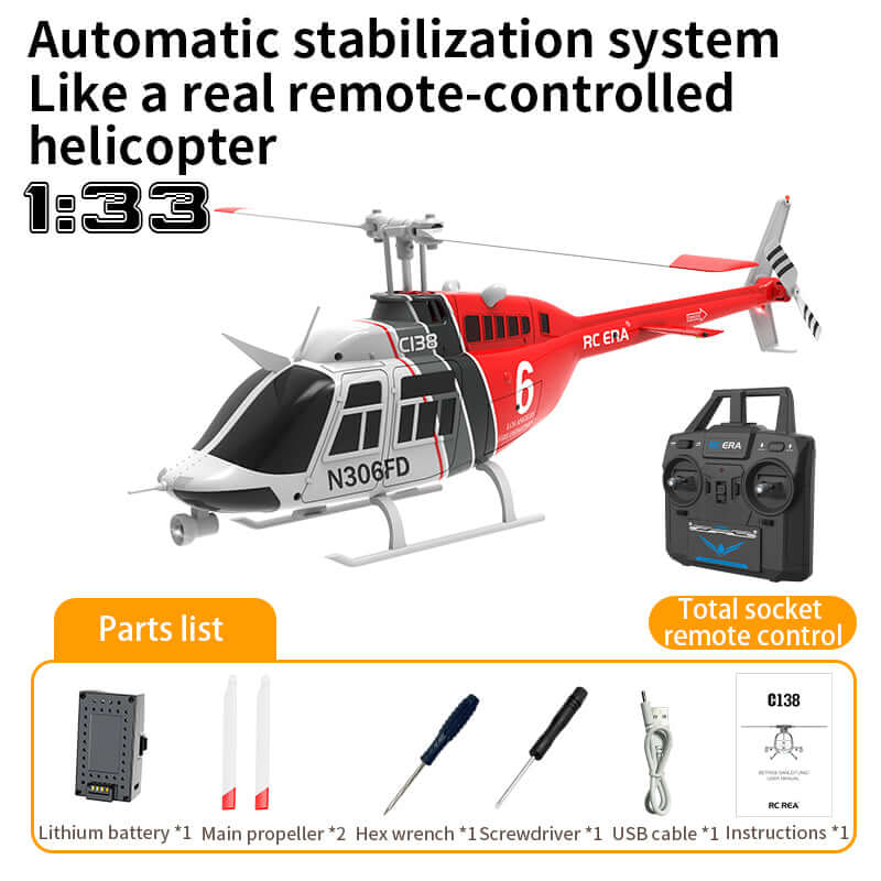 RC ERA C138 6CH RC Helicopter with Gyro, Optical Flow Positioning