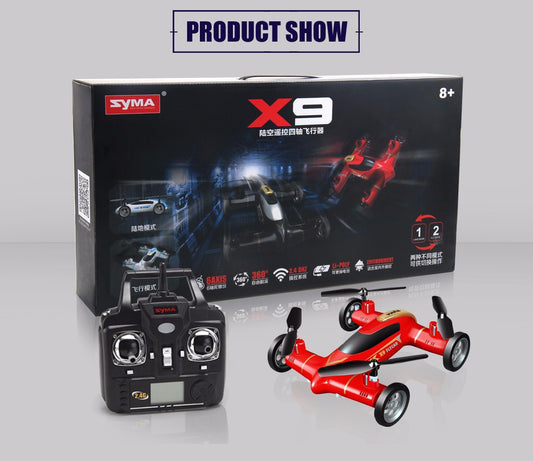 2-in-1 RC Flying Car Drone | 2.4GHz 4CH Quadcopter with 6-Axis Gyro, 360° Flips, Air-Ground Dual Mode