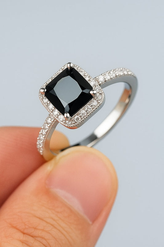 Luxury Black Stone Couple Rings Set